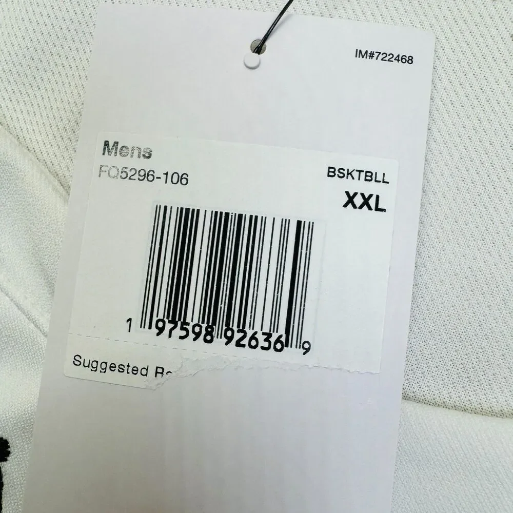 NEW Jordan Overtime Basketball Jersey White Black Mens Size 2XL FQ5296-106